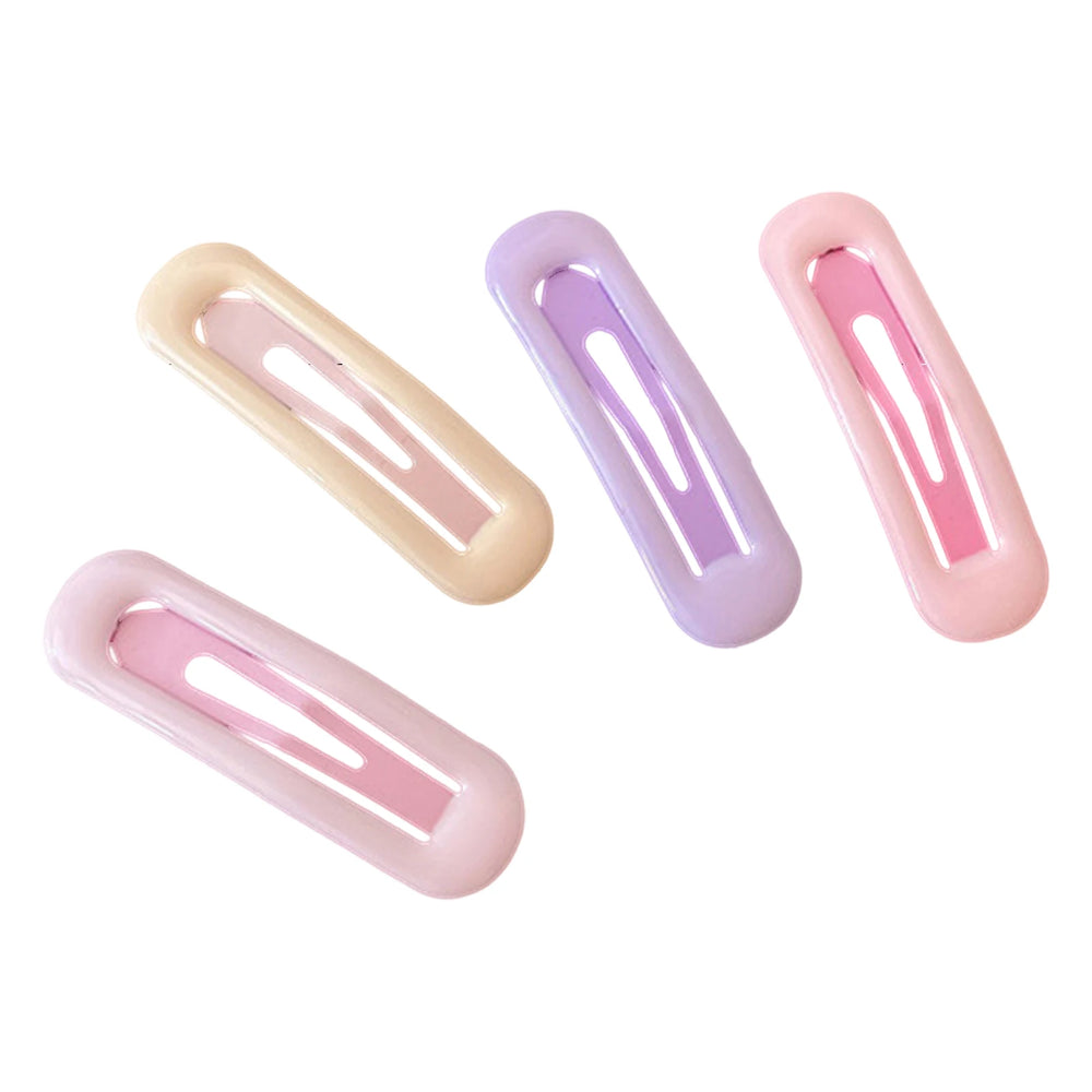 Cute Kids Hair Clips Set 4pcs Colorful Star And Heart Bang Holders Hairpin Non Slip Al close-up view