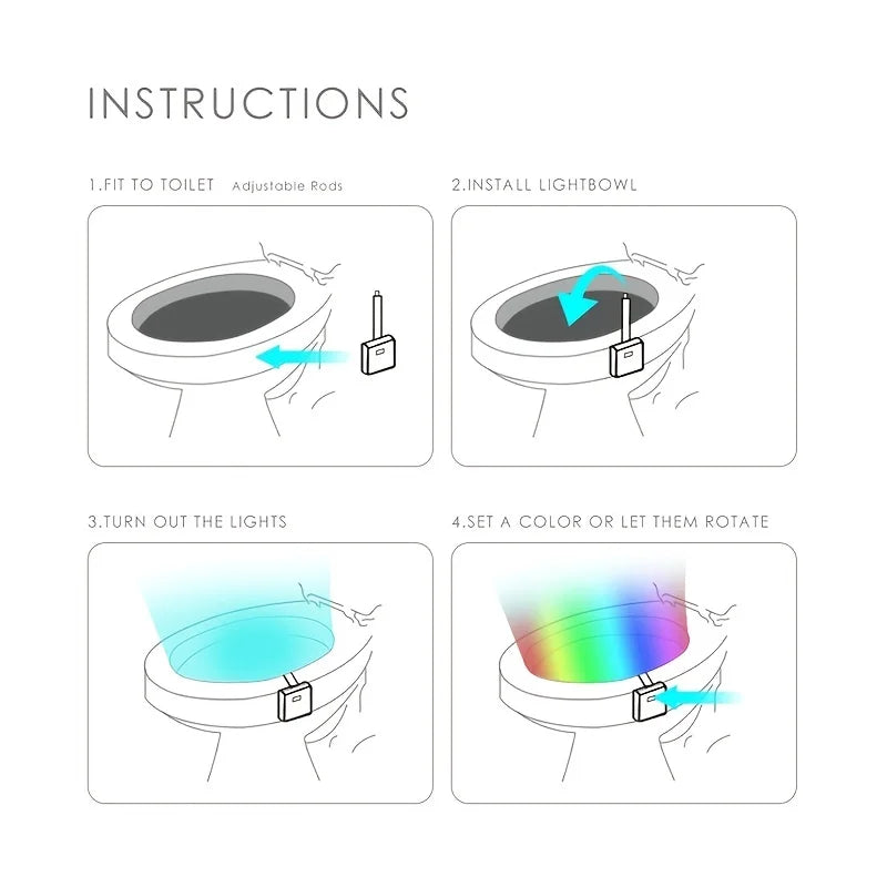 Toilet Motion Sensor Light | 8 Color Changing PIR LED Night Light for Bathroom additional angle