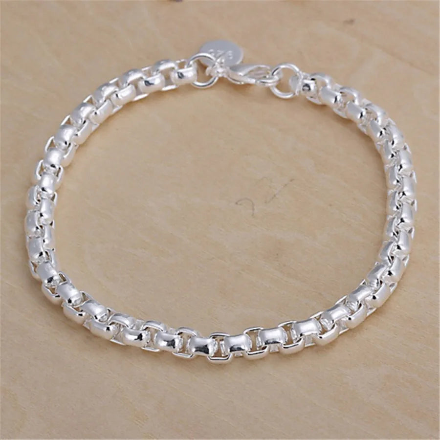 Noble Nice 925 Sterling Silver Geometric 4MM Chain Bracelets for Women Wedding Party alternate view