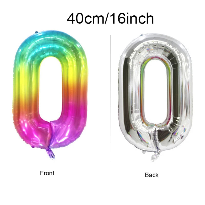 Rainbow Jelly Number Balloon 16 Inch | Birthday Party Decoration close-up view