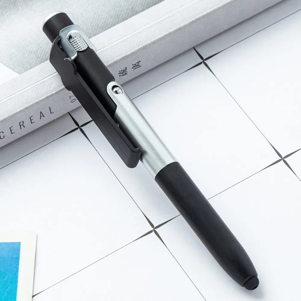 4 In 1 Multifunction Ballpoint Pen with LED Light Fold Phone Holder Night Read Writin lifestyle view