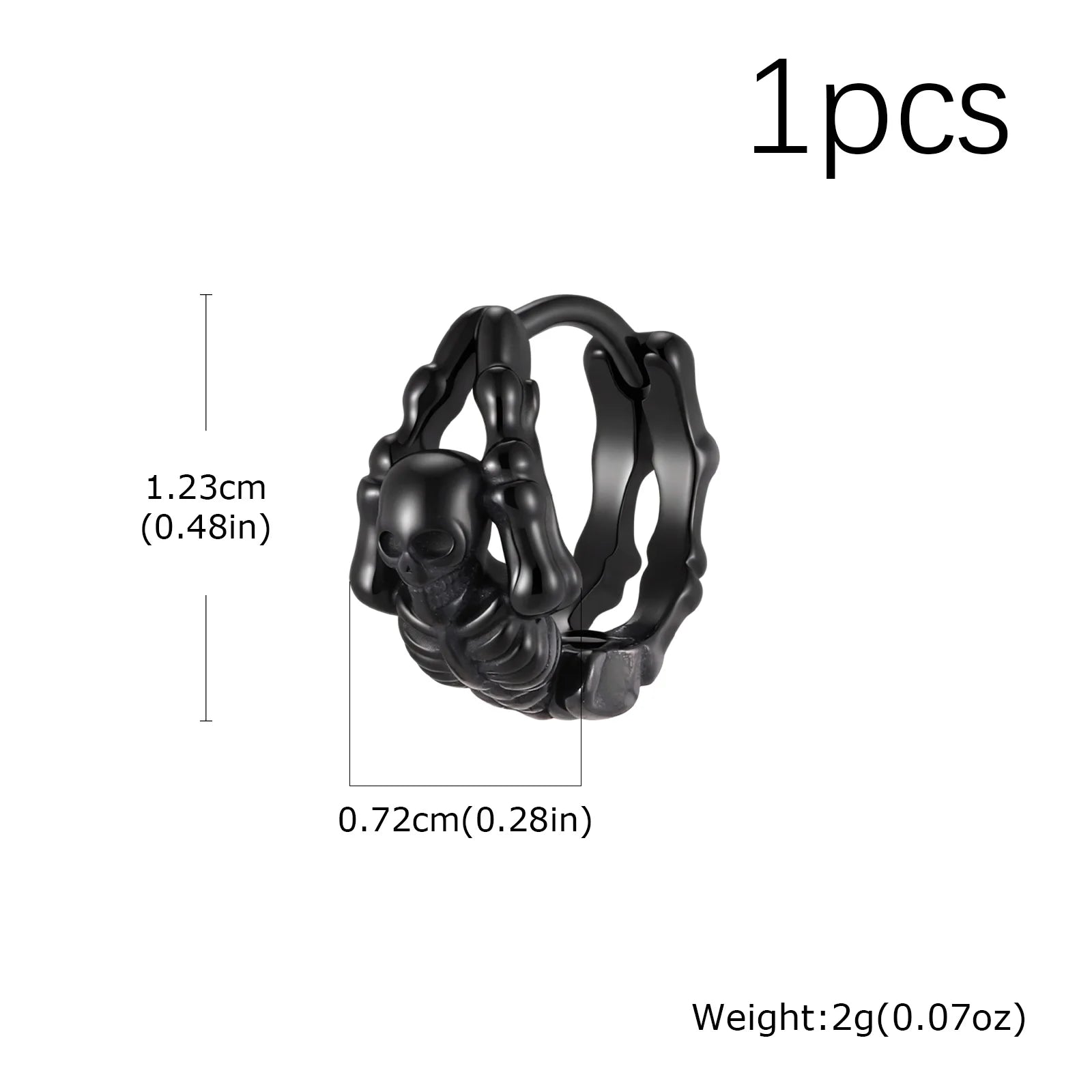 Punk Skeleton Hoop Earrings for Men | Never Fade Metal Huggies additional angle