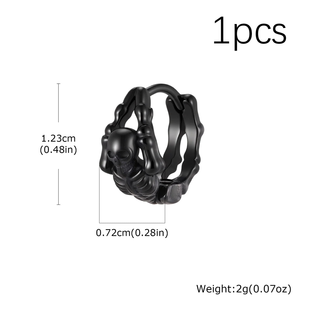 Punk Skeleton Hoop Earrings for Men | Never Fade Metal Huggies additional angle