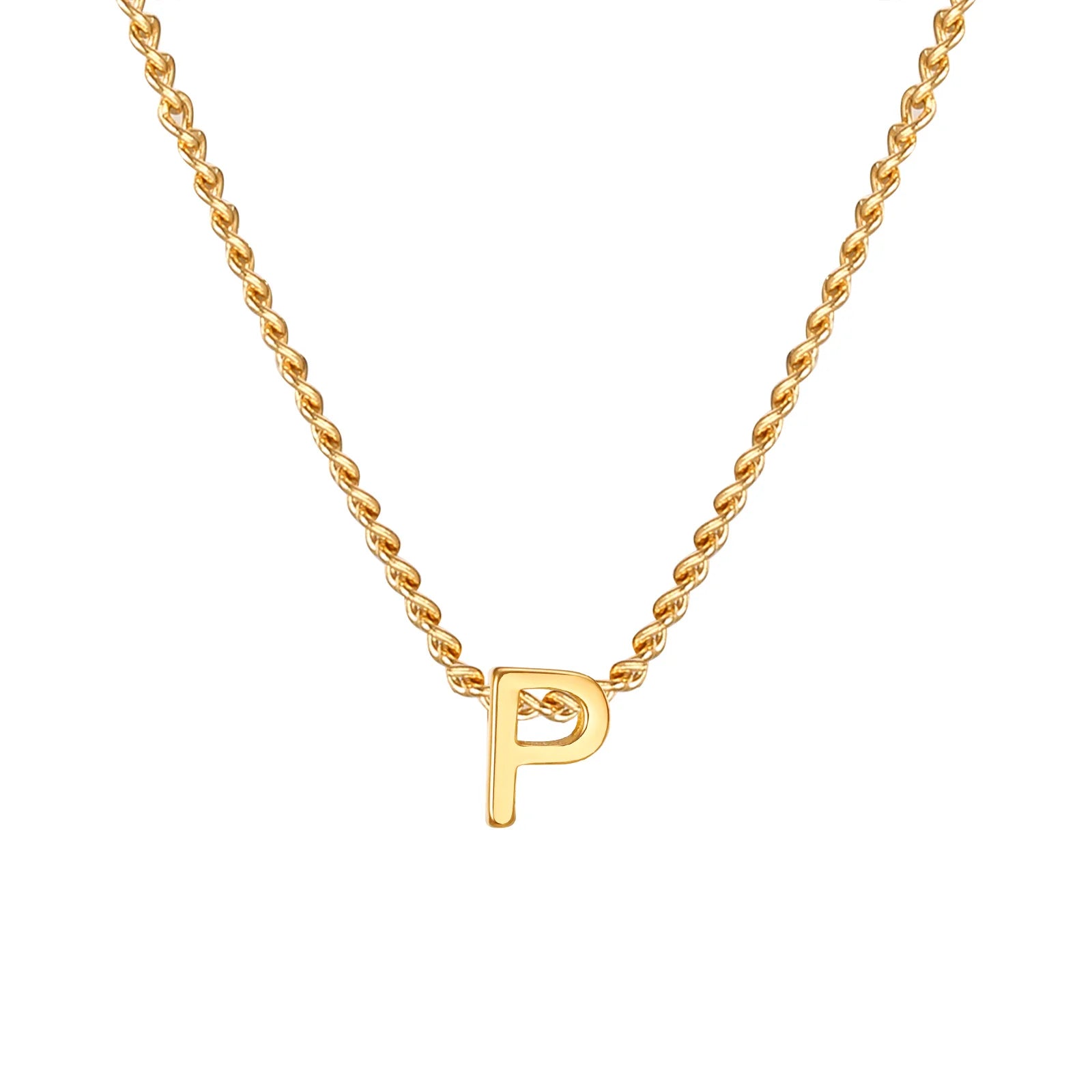 Vnox Chic Tiny A-Z Letters Necklaces for Women Girls, Gold Color Stainless Steel Initial detail view