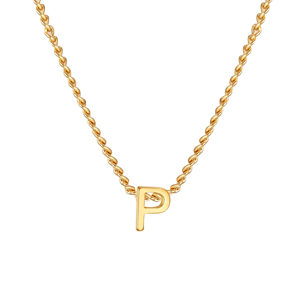 Vnox Chic Tiny A-Z Letters Necklaces for Women Girls, Gold Color Stainless Steel Initial detail view