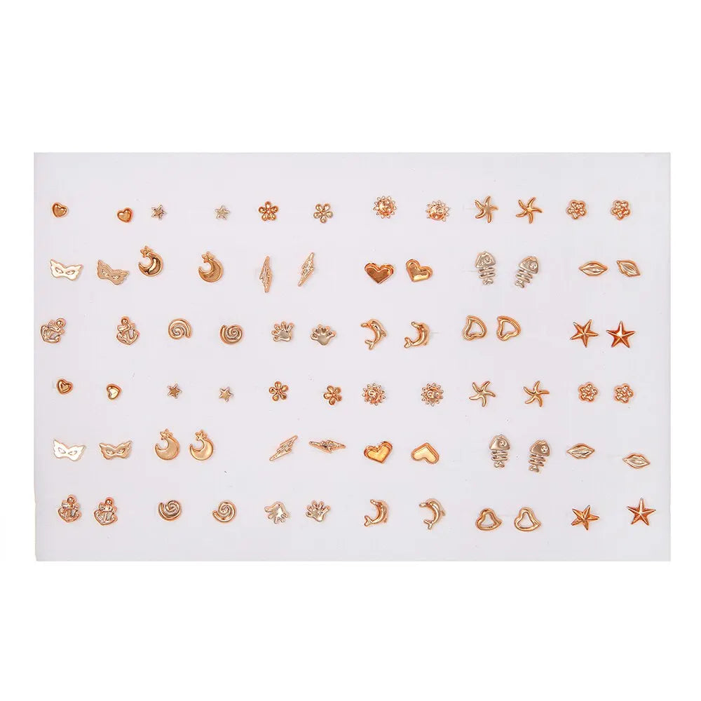 Fashion Geometric 36 Pairs/Lot Mixed Styles Small Stud Earrings For Women Lady Starfi lifestyle view