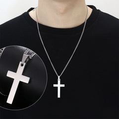 Fashion Stainless Steel Cross Pendant Necklace For Women Men Link Chain Charm Necklac alternate view