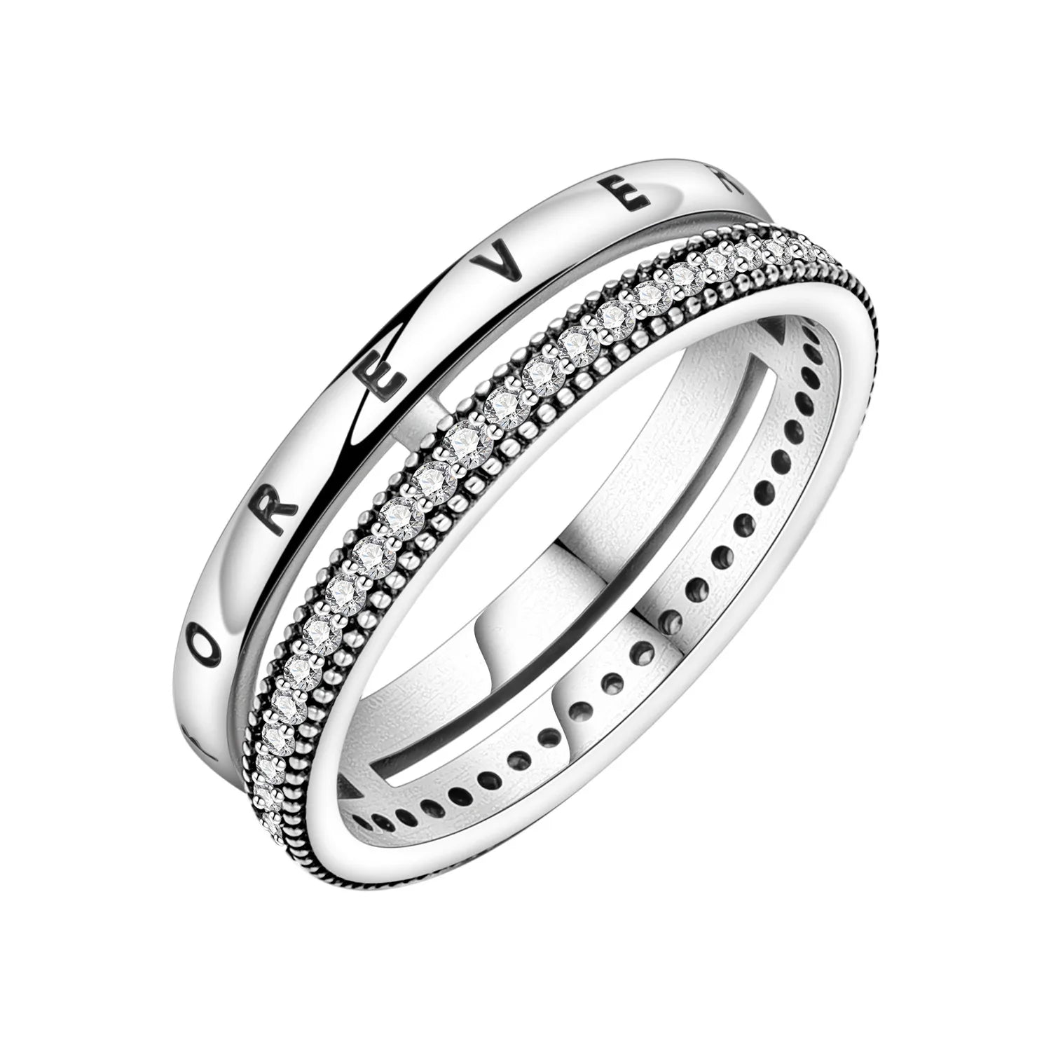 PANPOKI S925 Sterling Silver FOREVER Eternal Ring Closed Ring For Women Original Fing lifestyle view