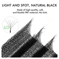 NATUHANA W Shape Eyelashes Extensions 3D 4D 5D 6D W Shaped Brown Black Clover Hand Mad close-up view