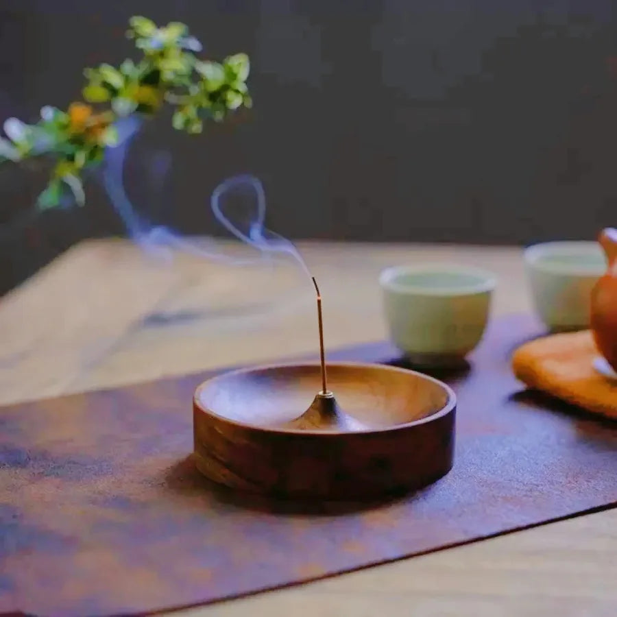 Solid Wood Incense Stick Holder | Handmade Tea Ceremony Incense Burner Tray detail view