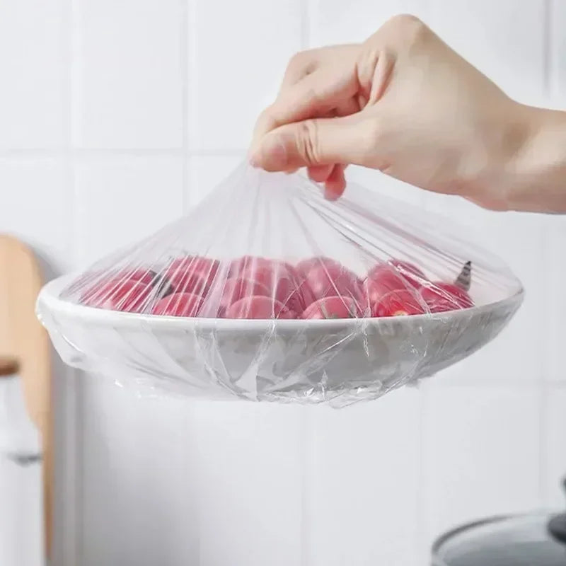 Cover Elastic Plastic Shower Cap Food Grade Storage Bag Kitchen Organizer Cling Film close-up view