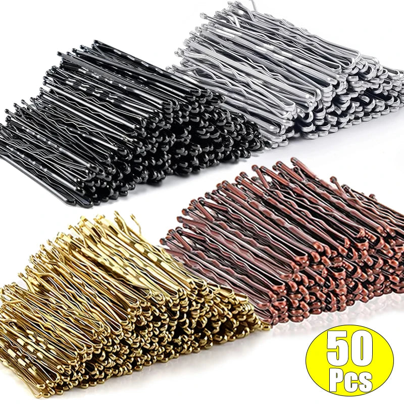 50/60pcs Simple Black Hair Clips For Girls Bobby Pins Invisible Wave Curly Bride Disposable Hair Pin