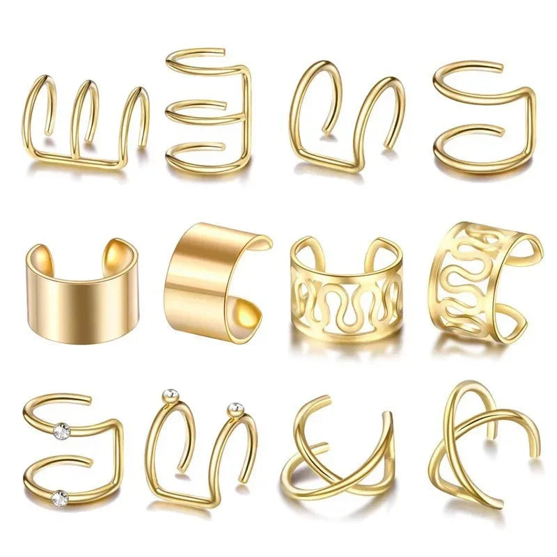 12PCS Hair Cuffs Beads for Braid Rhinestone Hair Piercing Rings Pigtails Decorations alternate view