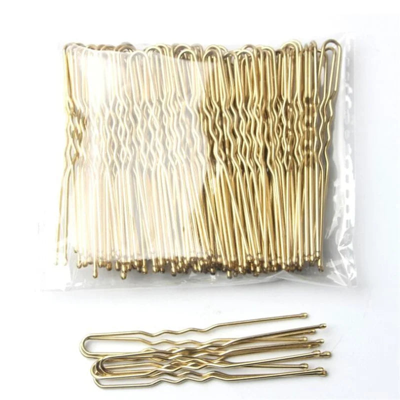 50 Pcs/Bag 5 6 7cm U Shaped Alloy Hairpins Waved Hair Clips Simple Metal Bobby Pins Ba close-up view