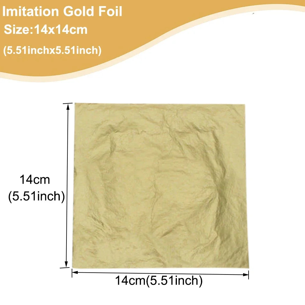 Imitation Gold Leaf Sheets for Crafts | 100pcs Metallic Foil Paper additional angle