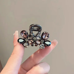 Light Luxury Imitation Crystal Flower Hair Gripper High-end Small Shark Clip Womens Back of Head Hair Clip Korean Style Headwear