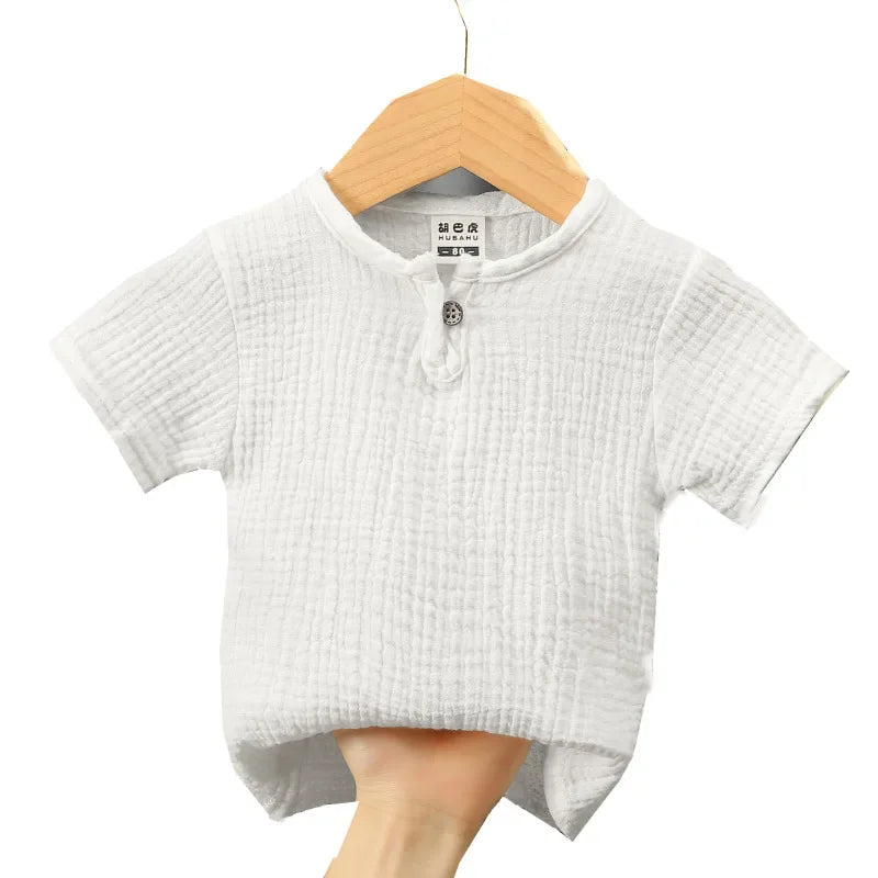 Kids Cotton Linen Long Sleeve T-Shirt | Soft Casual Top for Babies and Toddlers alternate view