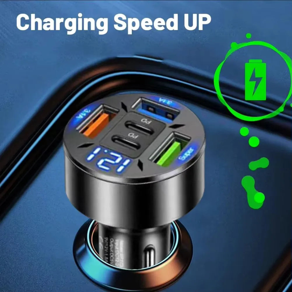 250W Car Charger USB C Fast Charging PD QC3.0 Adapter With LED Light alternate view