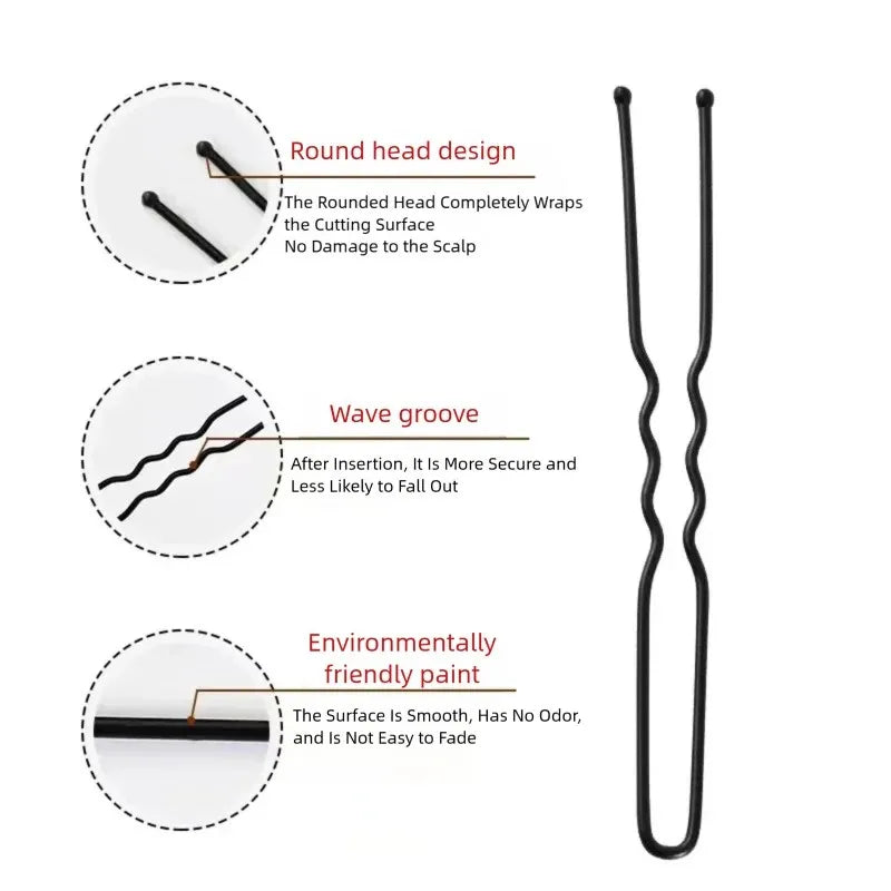 50pcs 5cm Bridal Bun Secure Styling Bobby Hair Clip U Shaped Hairpins Salon Hair Styling Tools XKBJ18