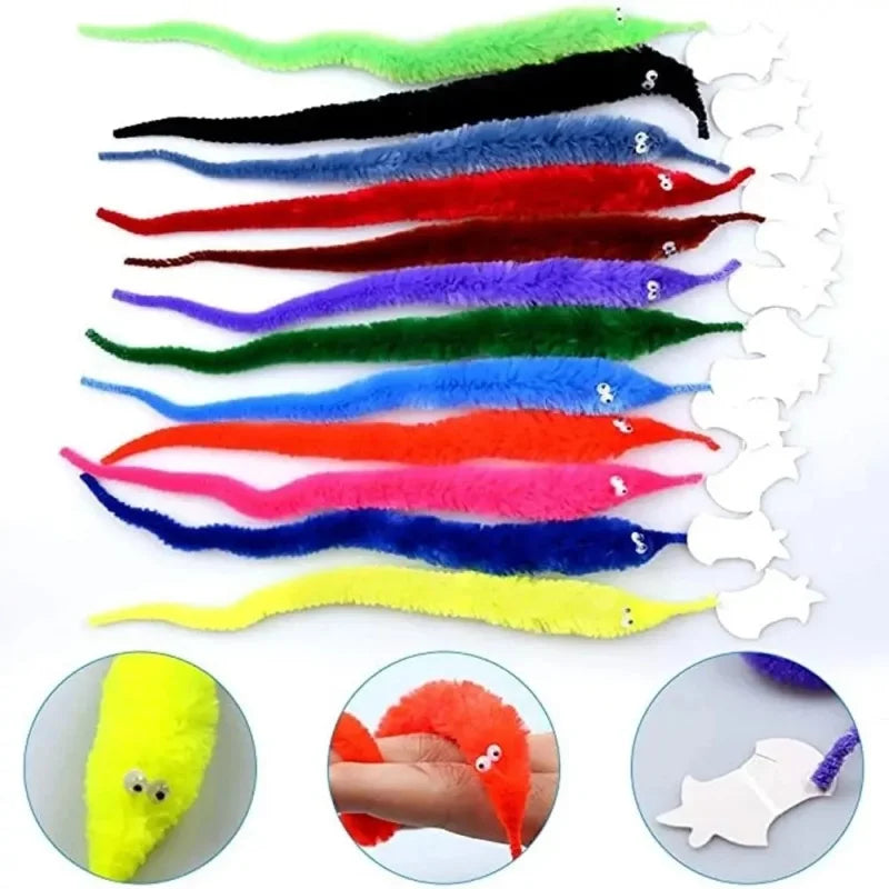 12Pcs Fuzzy Worm Magic Toys | Kids Magic Trick Set and Pet Interactive Toy lifestyle view