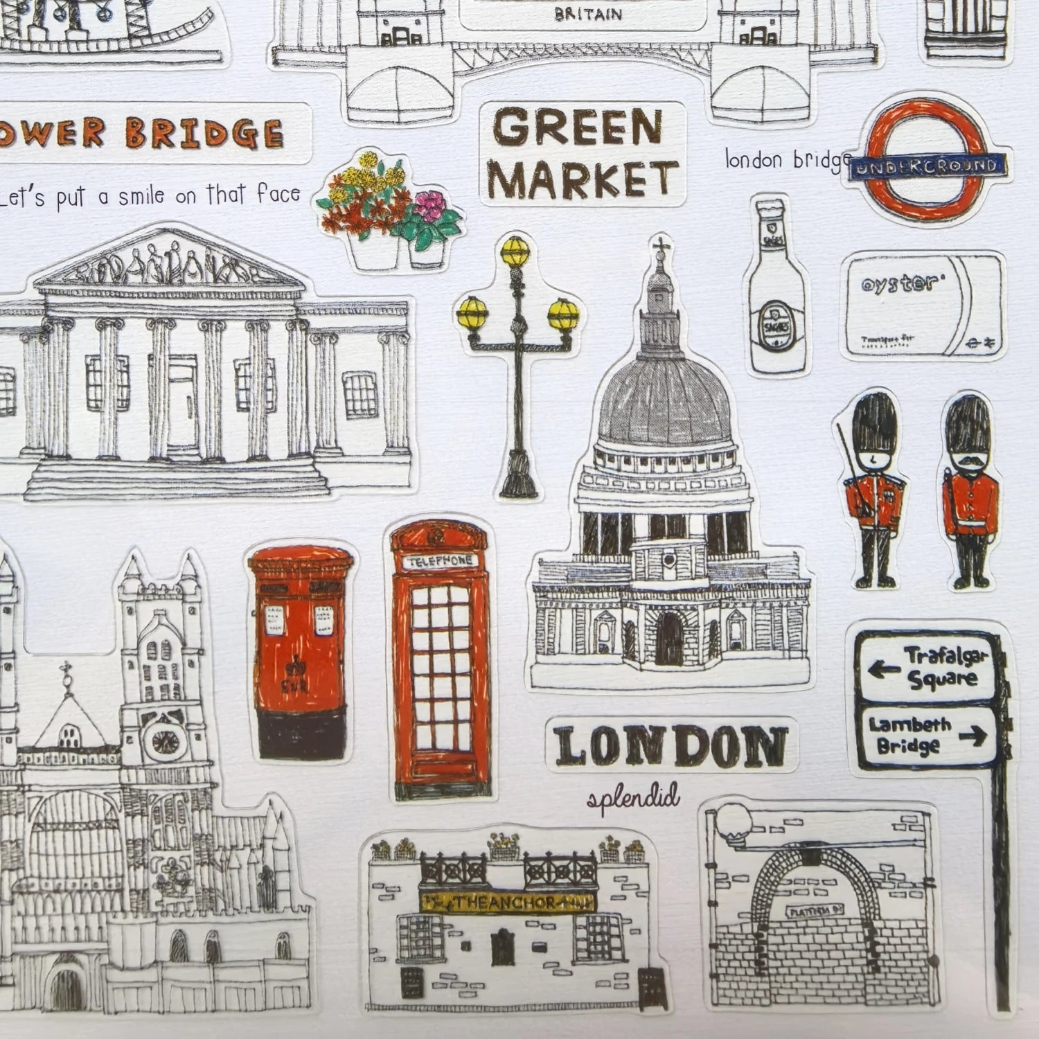 London Travel Sticker Set | PVC Scrapbook Decoration Kit detail view