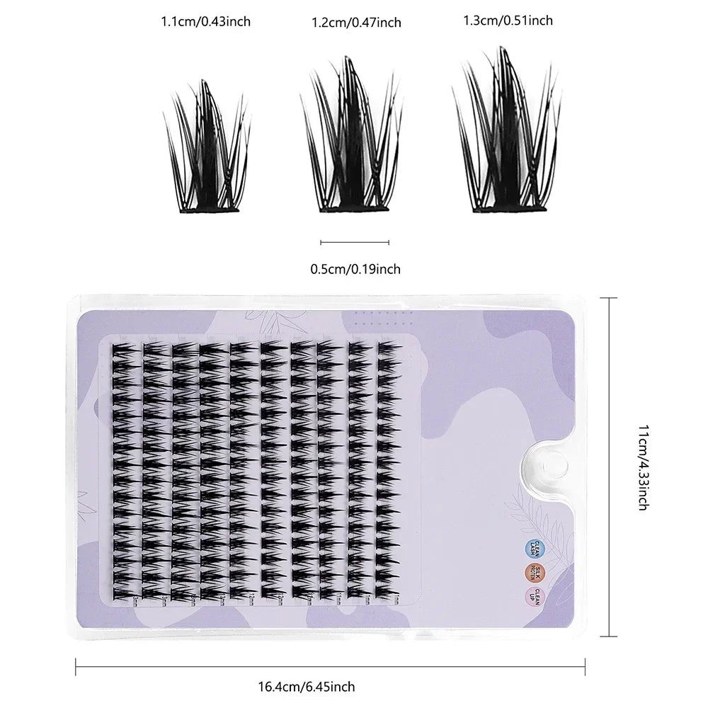 160 Rows Faux Mink Eyelashes Cluster 3D Natural Extension Individual Russia Strip Lash close-up view