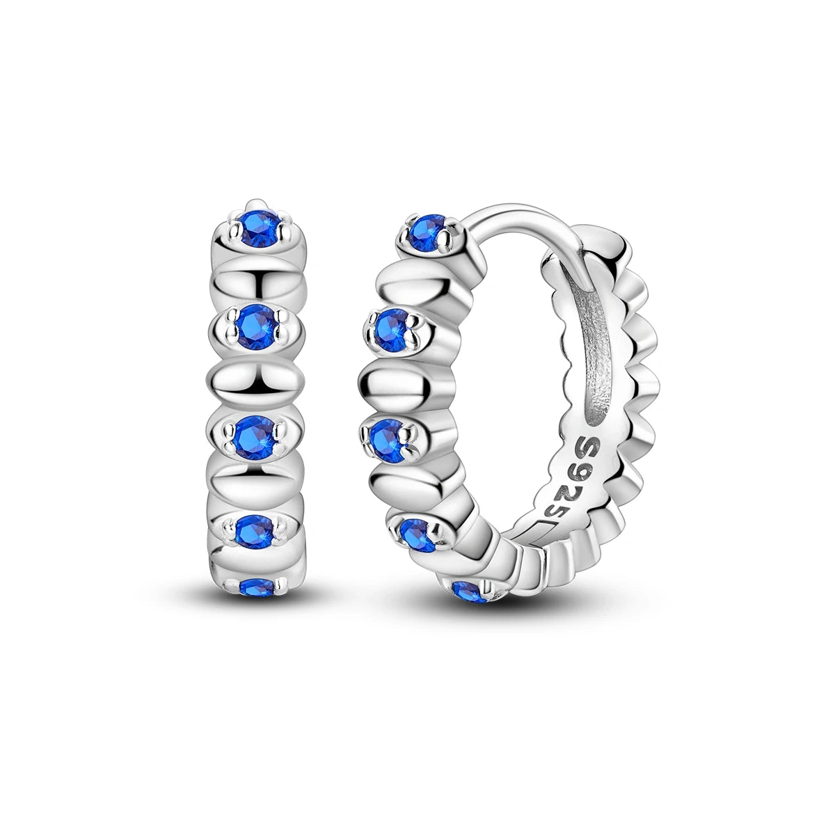 Original 925 Sterling Silver Blue Zirconium Butterfly Earrings Colored Hoop Earrings alternate view