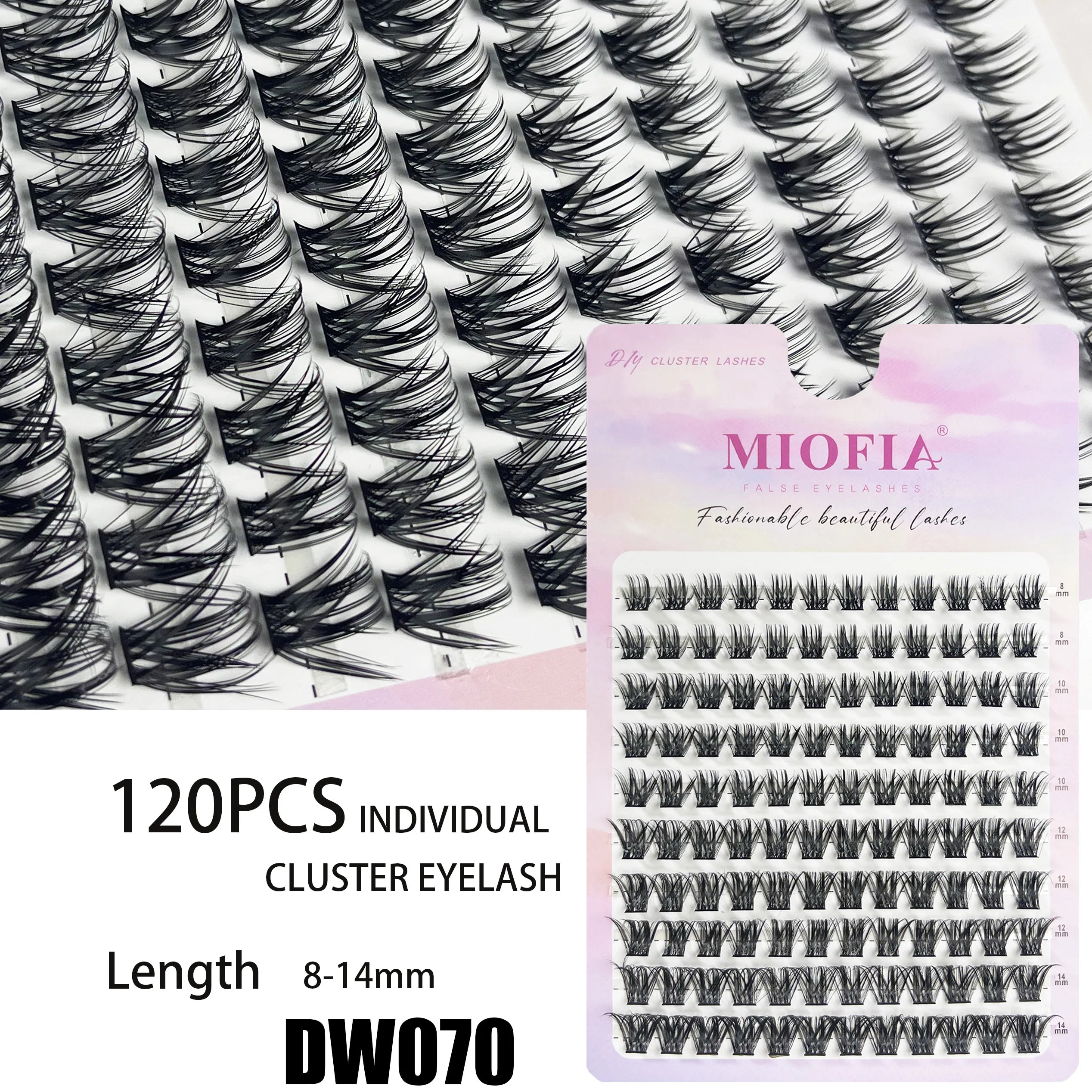 MIOFIA DIY Eyelash Clusters Fluffy Natural Anime Lashes 8-14mm Mixed Length Large capacity 3D Russian Volume Eyelash Extension