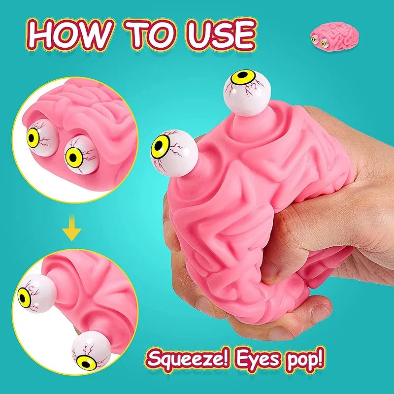 Flippy Brain Squishy Eye Popping Fidget Toy | Stress and Anxiety Relief Squeeze Ball detail view