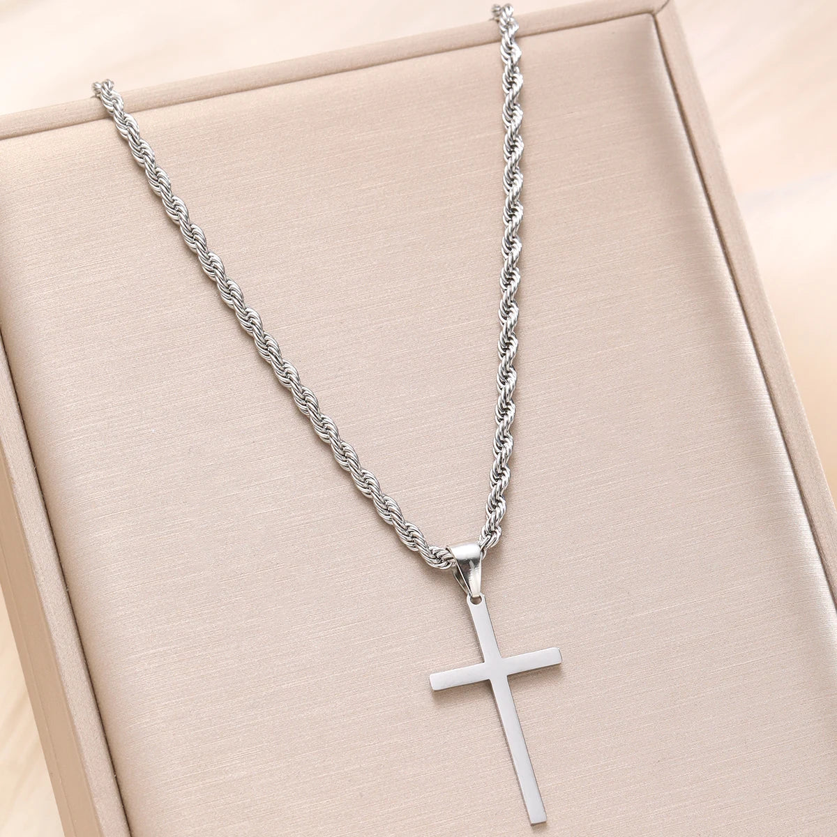 New Stainless Steel Cross Pendant Necklace for Men Women Minimalist Gold Color Jewelr alternate view