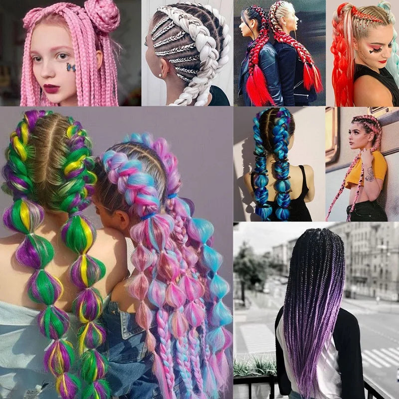 Synthetic Jumbo Braids Hair 24Inch Braiding Hair Extensions Ombre Fake Hair For Cro additional angle
