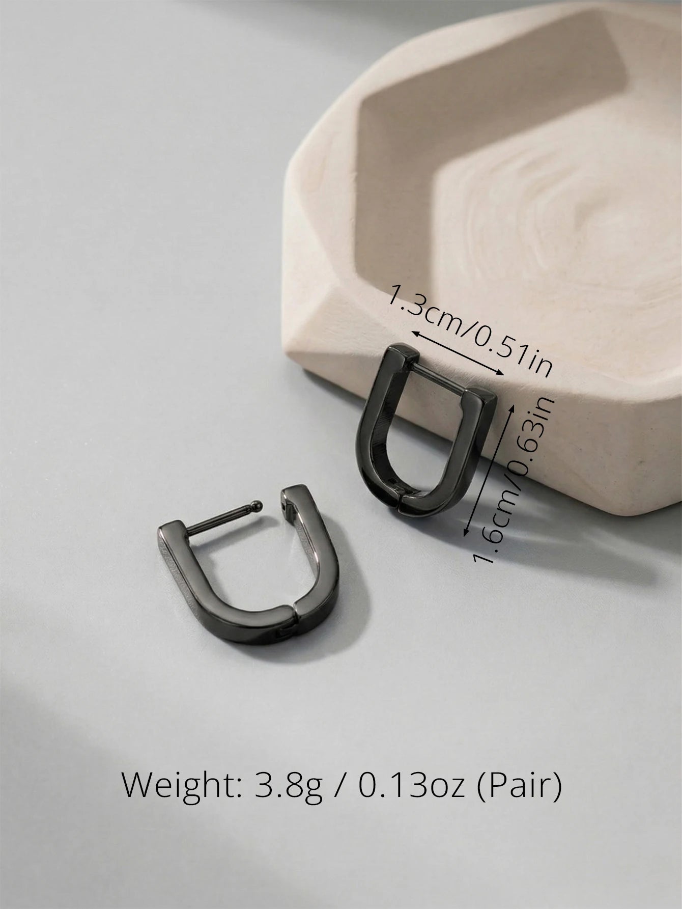 Unisex Stainless Steel Rectangular Hoop Earrings for Men Women Punk Rock Triangle Hug alternate view