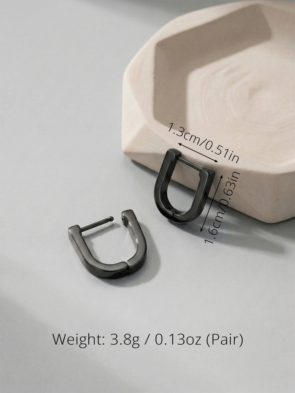 Unisex Stainless Steel Rectangular Hoop Earrings for Men Women Punk Rock Triangle Hug alternate view