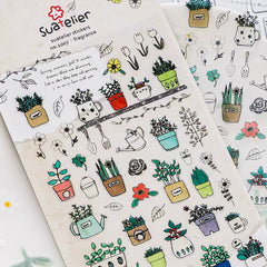 Suatelier Potted Plant PVC Stickers | Korean Import DIY Scrapbooking Set