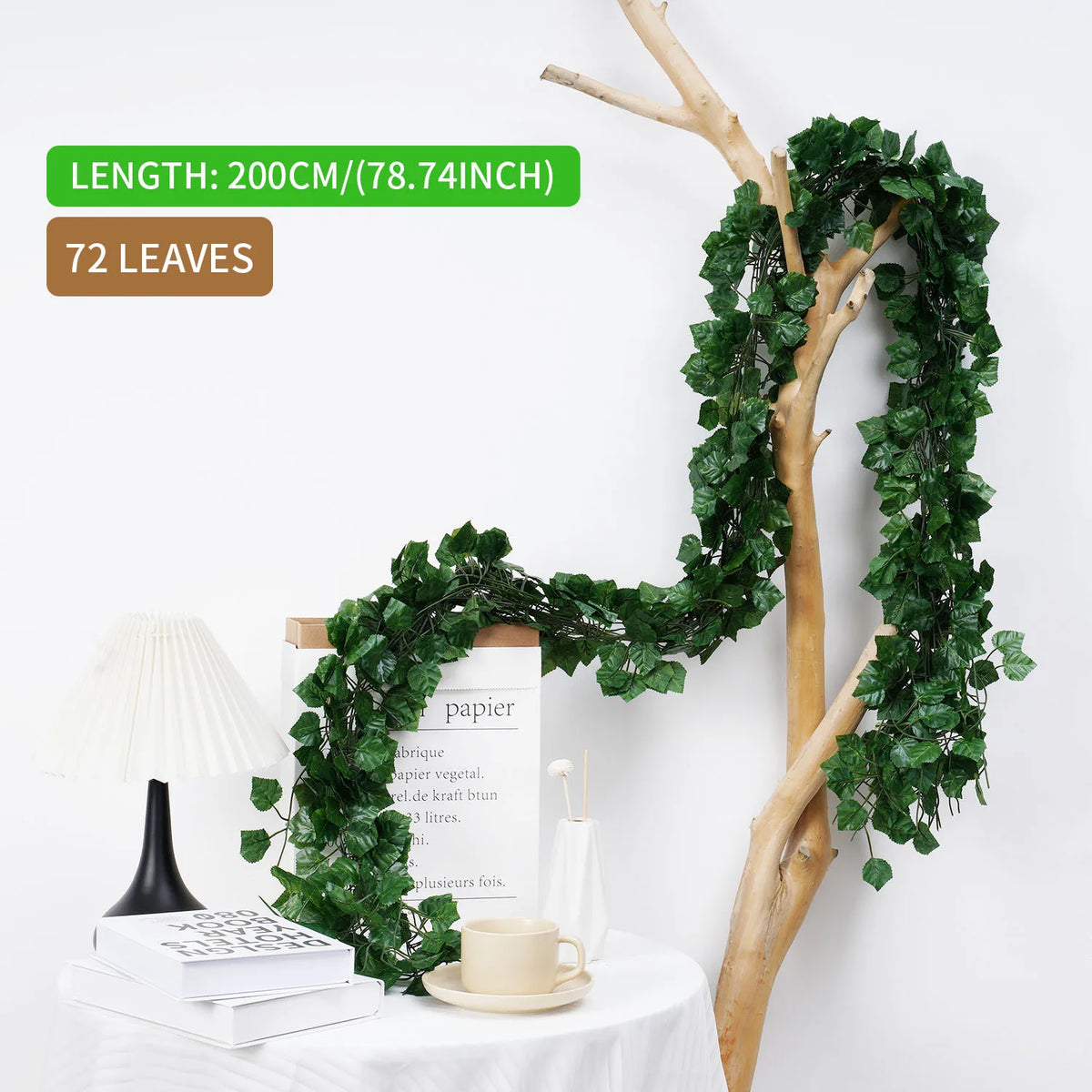 200Cm Green Vine Silk Artificial Ivy Hanging close-up view