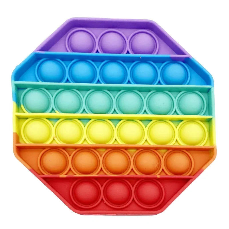 Rainbow Square Round Fidget Toys Push Bubble Sensory Toys Big Size 20cm Autism Needs Squishy Stress Relief Toys Children Gifts