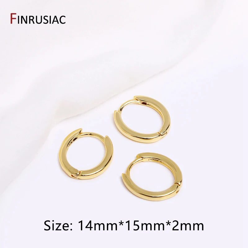 Gold Plated Brass Simple Hoop Earrings High Quality Women Earrings, Inlaid Zircon Tren close-up view