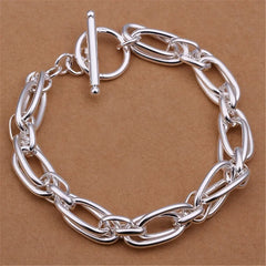Fine 925 Sterling Silver Noble Nice Chain Solid Bracelet for Women Men Charms Party Gi close-up view
