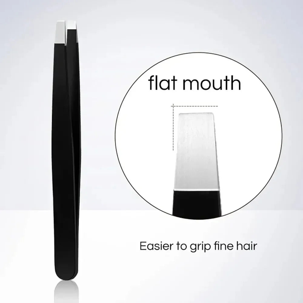 Stainless Steel Black Eyebrow Tweezer with Slant and Flat Point Beauty Tools for Eyel lifestyle view