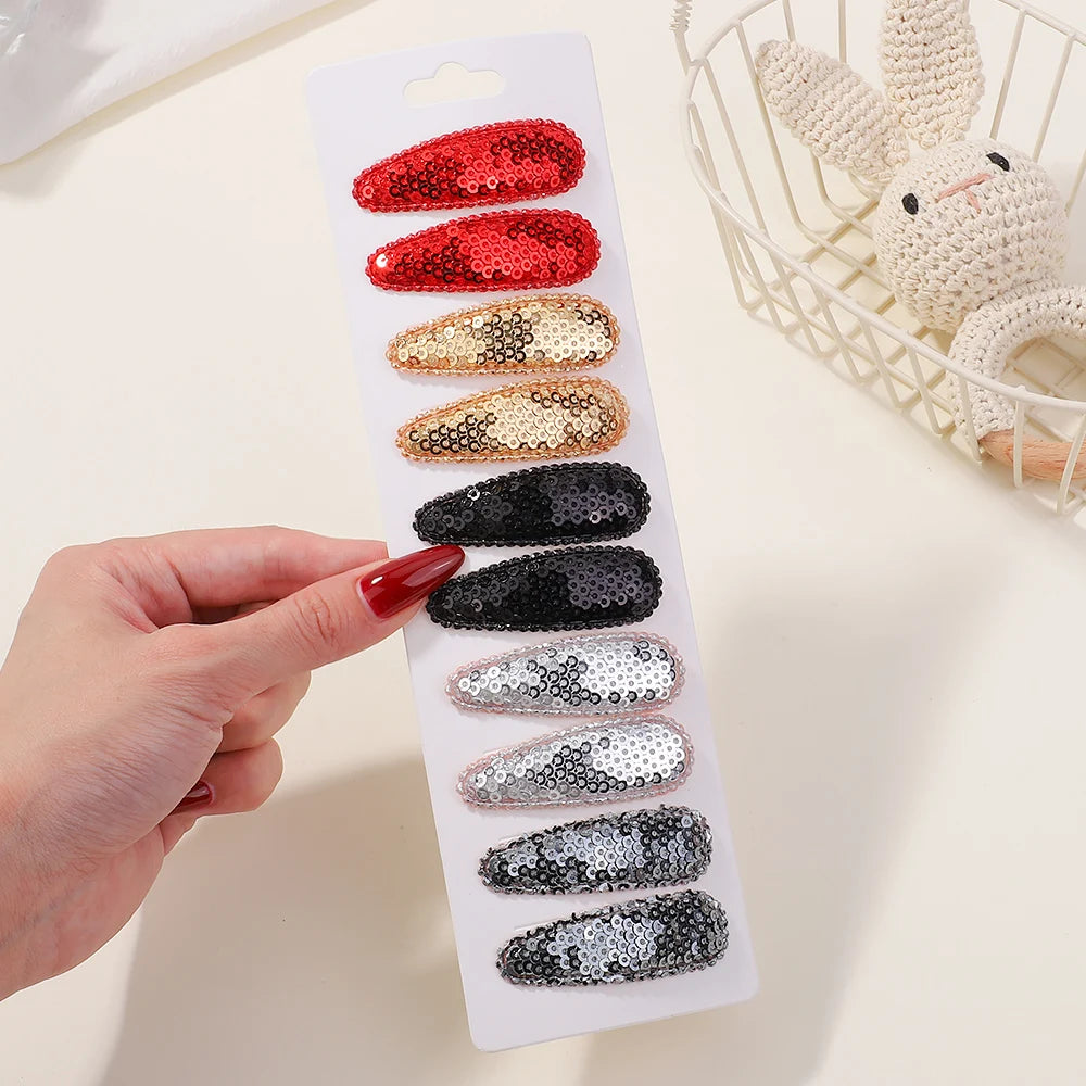 10Pcs/Lot Fresh Print Cotton Alloy Hair Clips for Kids Fabric Plaid BB Hairpins Girl Hai detail view