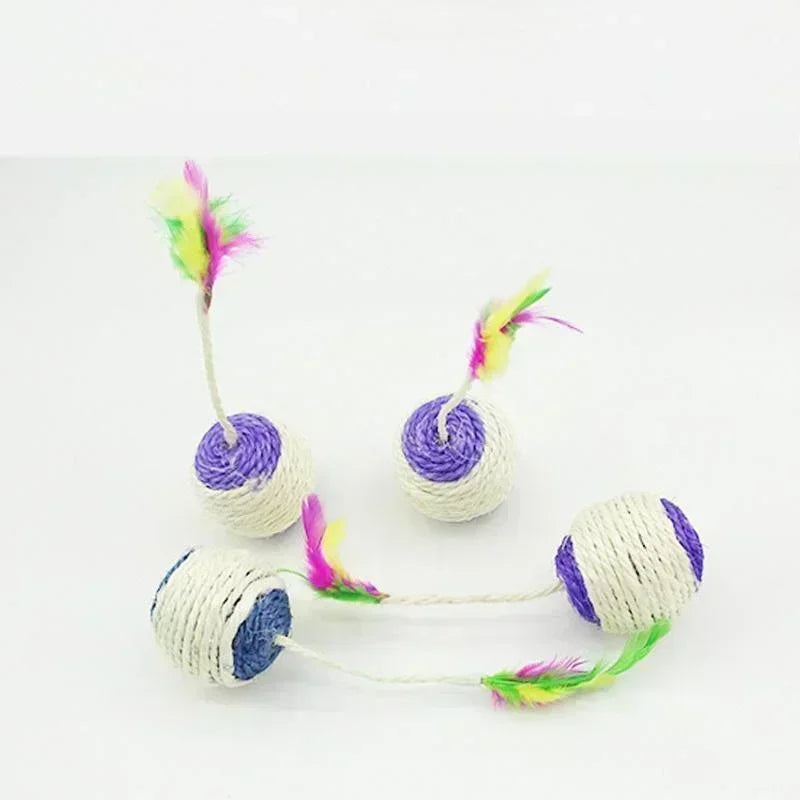 Cat Sisal Scratching Ball Toy | Interactive Feather Toy for Kittens alternate view