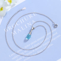 925 Sterling Silver Water Drop Crystal Pendant Necklace | Fine Jewelry Gift for Women close-up view