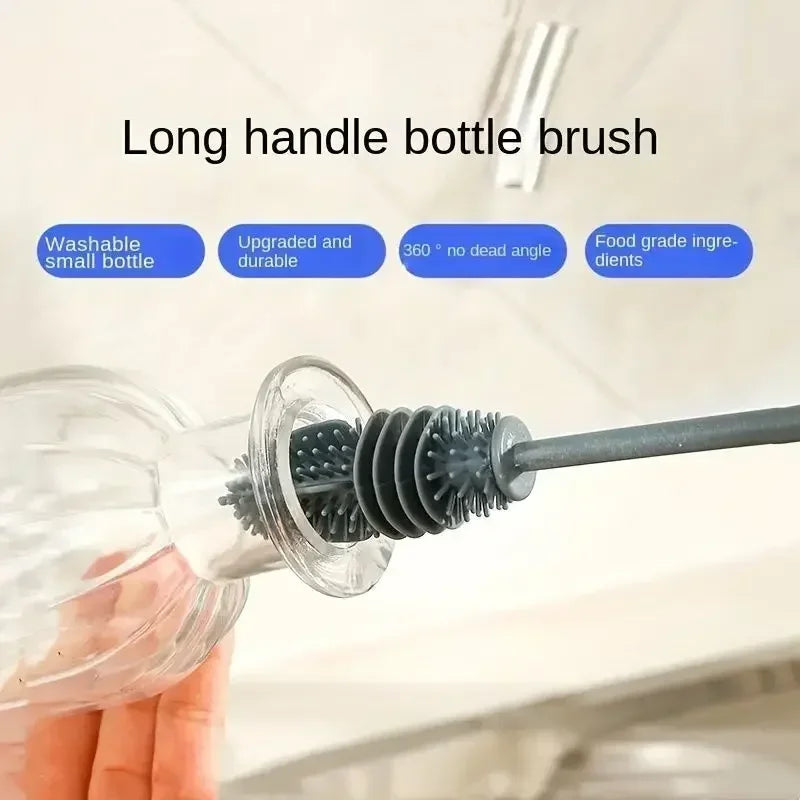 Silicone Milk Bottle Brush Cup Scrubber Glass Cleaner Kitchen Cleaning Tool Long Hand lifestyle view