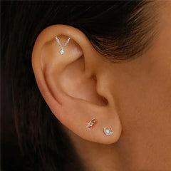 EVISPOL Fashion Stainless Steel Tassel Chain Dangle Stud Earrings for Women Crystal C alternate view