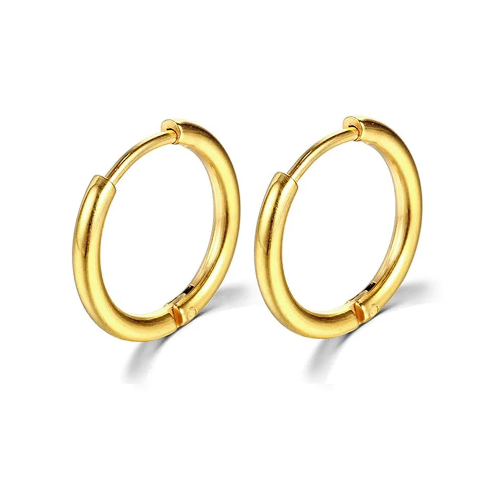 2022 New Simple Stainless Steel Small Hoop Earrings for Women Men Cartilage Ear Pierc lifestyle view