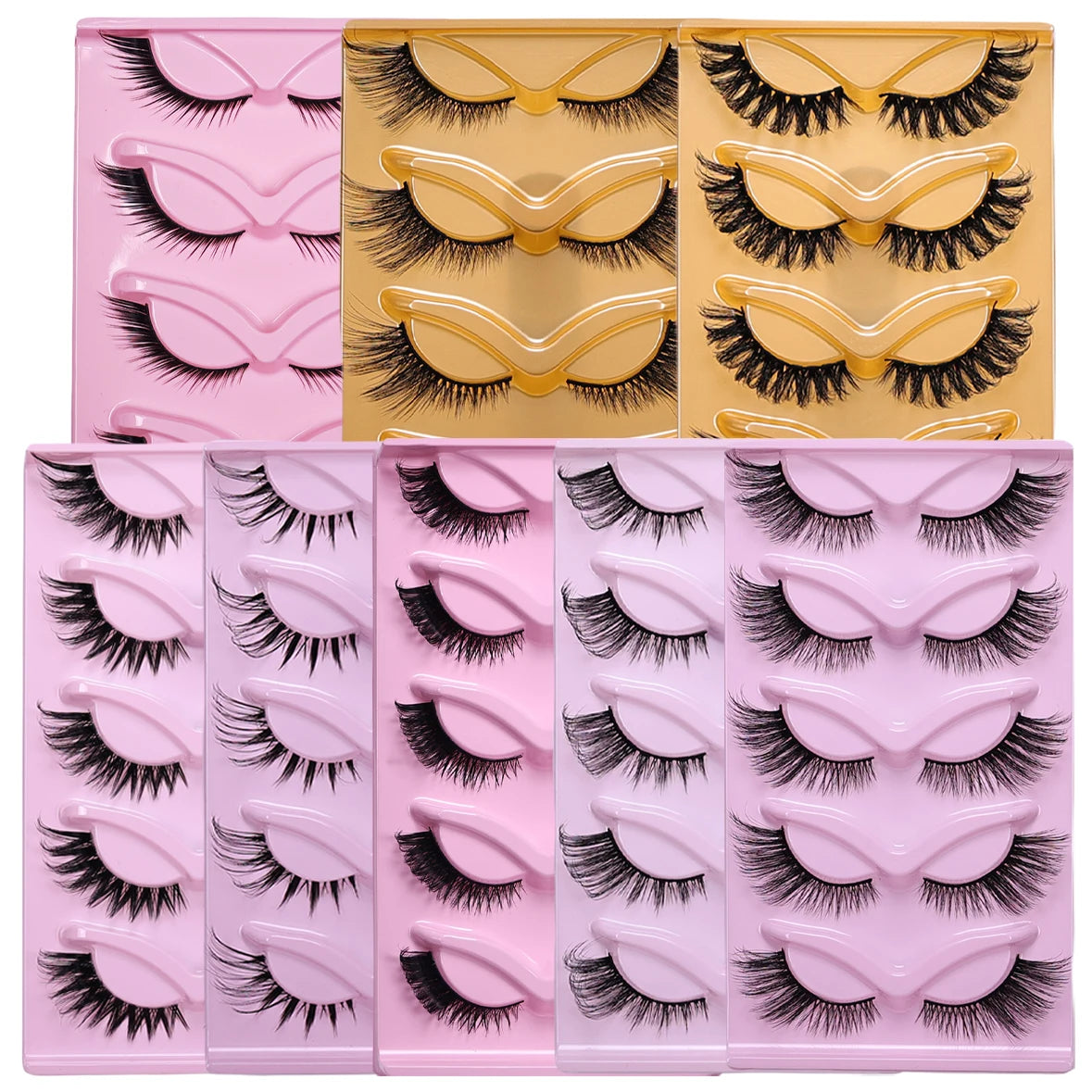 5 Pairs Cat Eye False Eyelashes Eye End Lengthening Long Curling Thick Fluffy All-match Comfortable Fake False Eyelashes