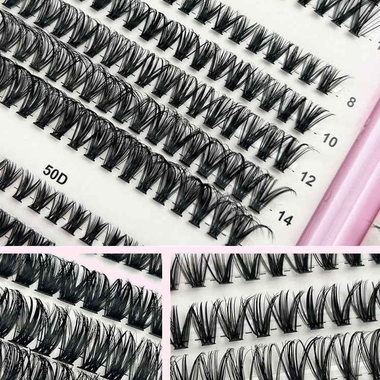 DIY Individual Cluster Lash Book 30D‑100D Fluffy D Curl Mixed Length Segmented False Eyelashes Reusable Home Lash Extension