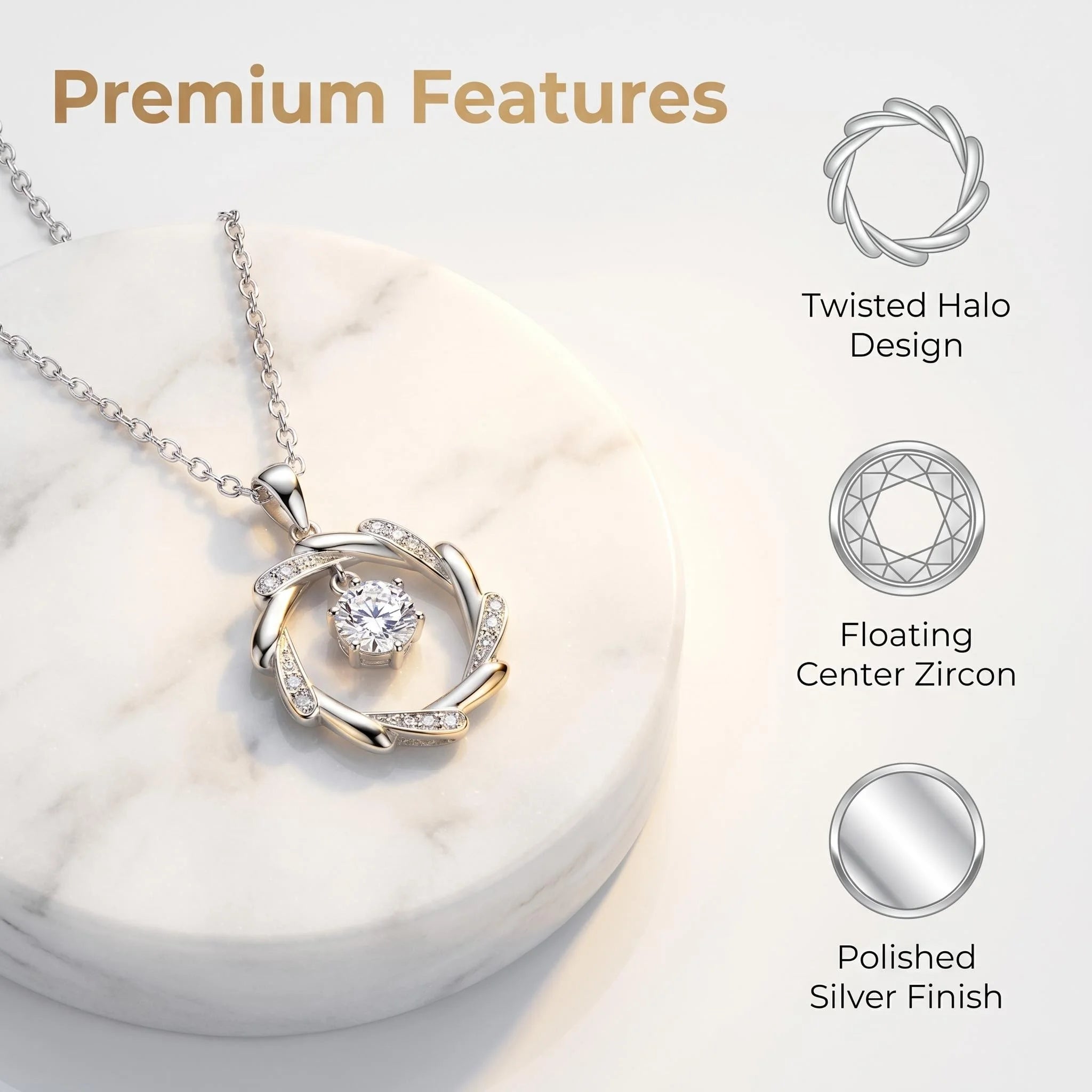 925 Silver Necklace Pendant Shining Zircon for Women Wedding Sterling Silver Jewelry alternate view
