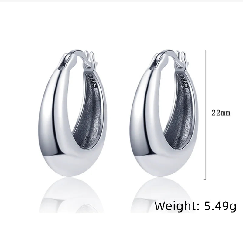 LiHong Real 925 Sterling Silver Smooth Vintage Earring High-quality U Shape Hoop Ea additional angle