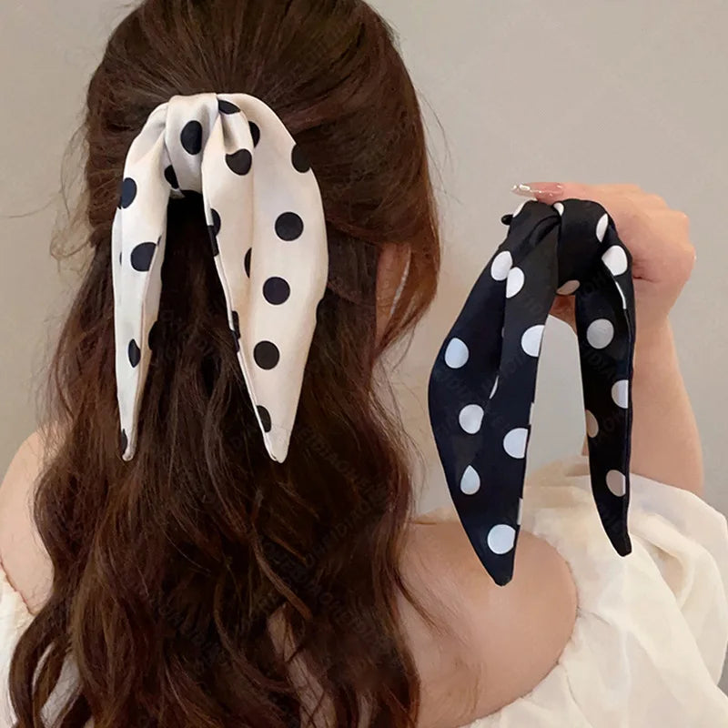 Black And White Polka Dot Bow Hair Clip for Women Elegant Daily Wear Ponytail Clip Fashion Girls Shark Clip Hair Accessories